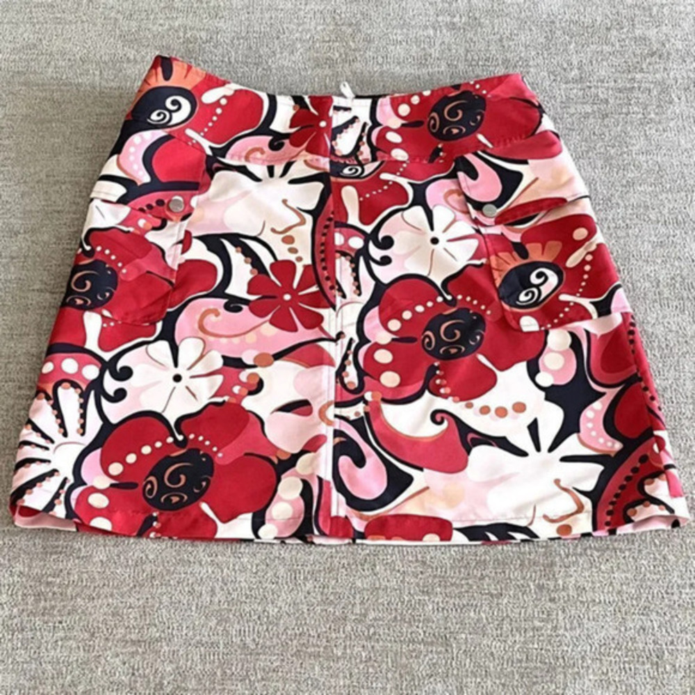 Marc Aurel Womens Size 38 A-Line Knee-Length Flower‎ Print Skirt Pockets Lined